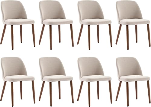 Miniatura 13 de Juego de 4 sillas de comedor tapizadas, patas de madera maciza, juego de 4 sillas de comedor modernas, sillas laterales de cocina de tela con fácil