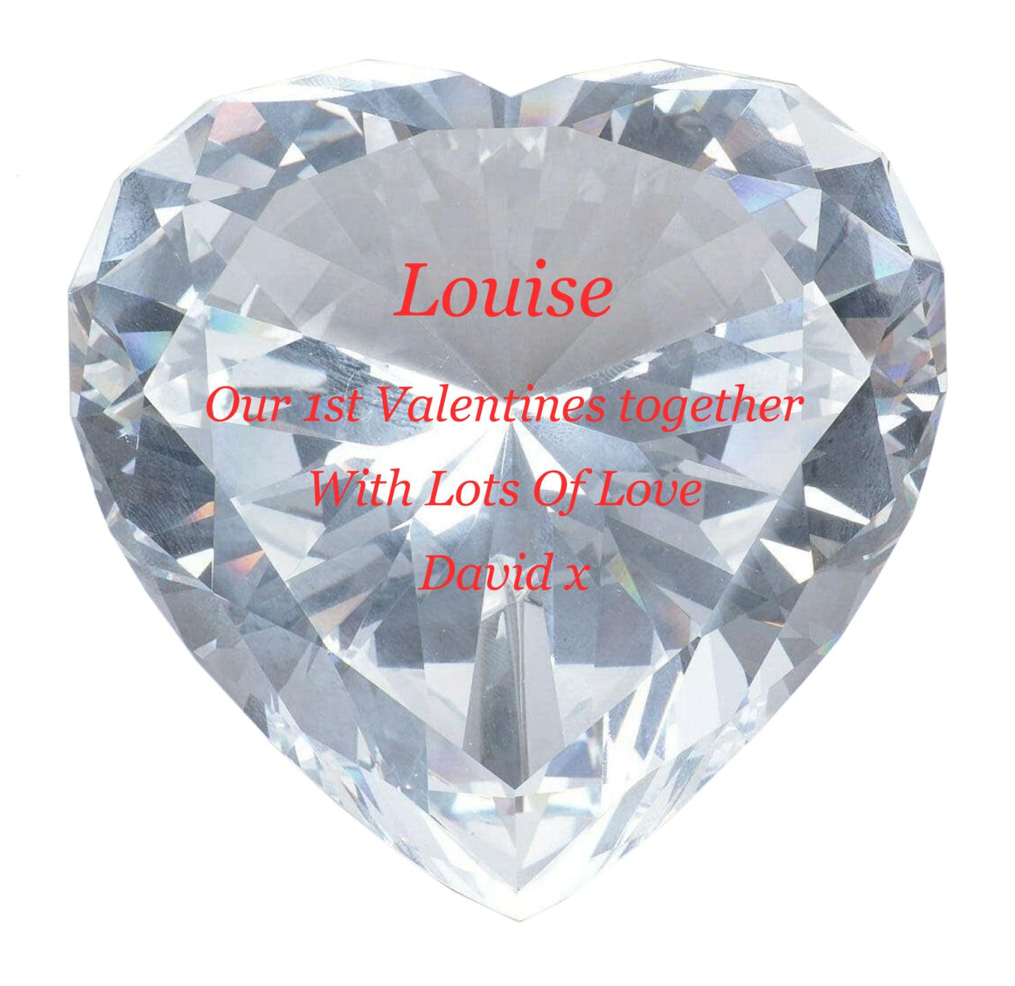 County Engraving Personalised Solid Crystal Heart Shaped Love Token Gift - Enter Your Own Custom Text