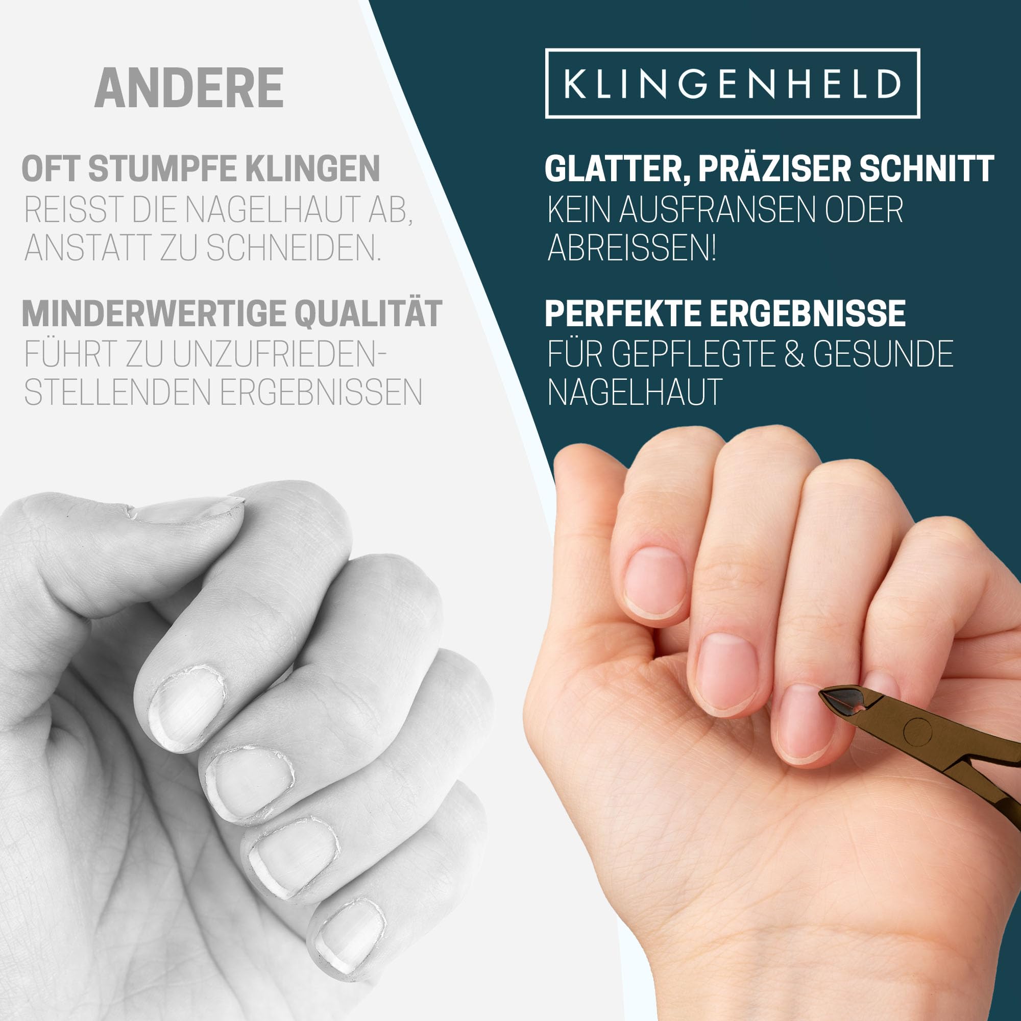 Pinza precisa per cuticole con 1 spingicuticole – molto maneggevole e extra affilata – con custodia da viaggio in cotone 100% privo di plastica e sostenibile – forbici cuticole