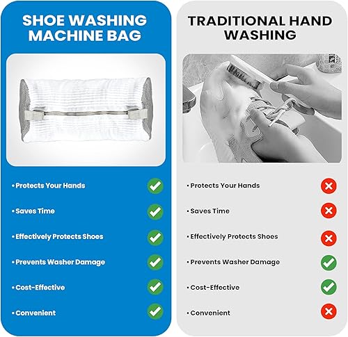 Miniatura 5 de Bolsa XXL para lavadora de zapatos, 2 bolsas de lavado reutilizables y duraderas, limpieza profunda de 360, bolsa de lavandería con cremallera para