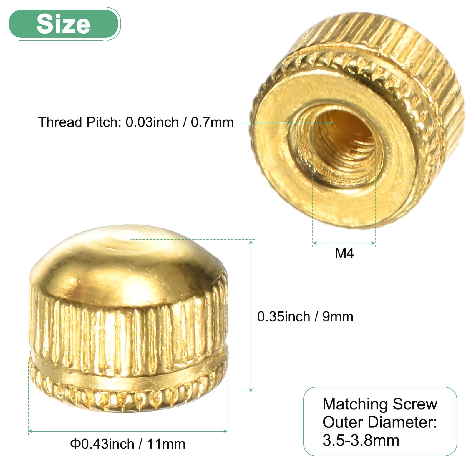 KONTONTY 6-Pack Threaded Brass Ceiling Lamp Screw Nuts – M5 Metal Light Fixture Accessories For Pendant Lights