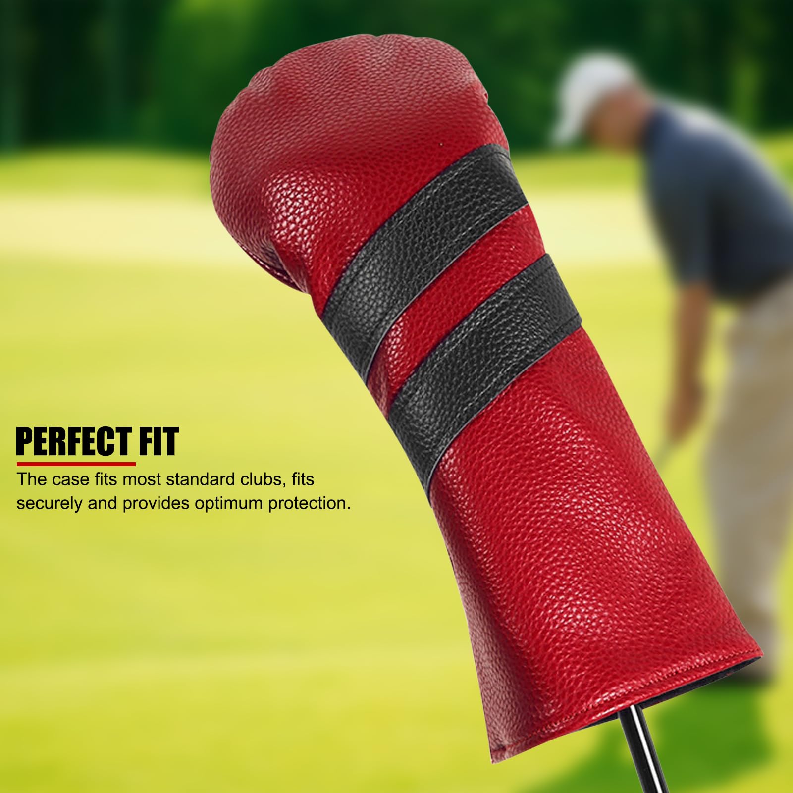 Golfschläger-Headcover-Set, 3 PU-Leder-Driver-Headcover, Fairway-Holz-Hybrid-Cover, drehbares Etikett, Schlägerschutz, Golfzubehör