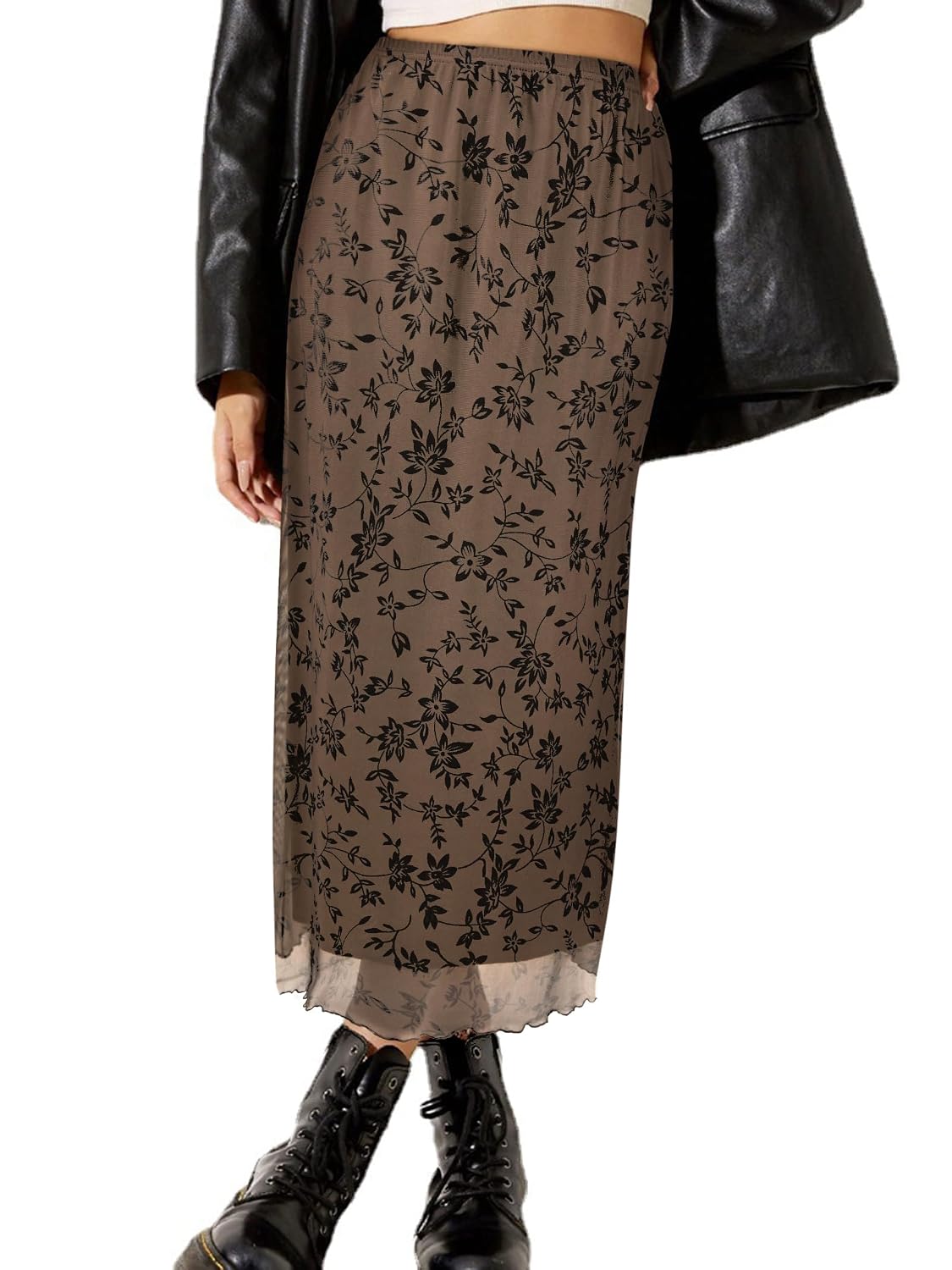 Avanova Women's Mesh Floral Boho High Waist Midi Skirt Lettuce Trim Summer A Line Skirt - Review, Price and Buying Guide