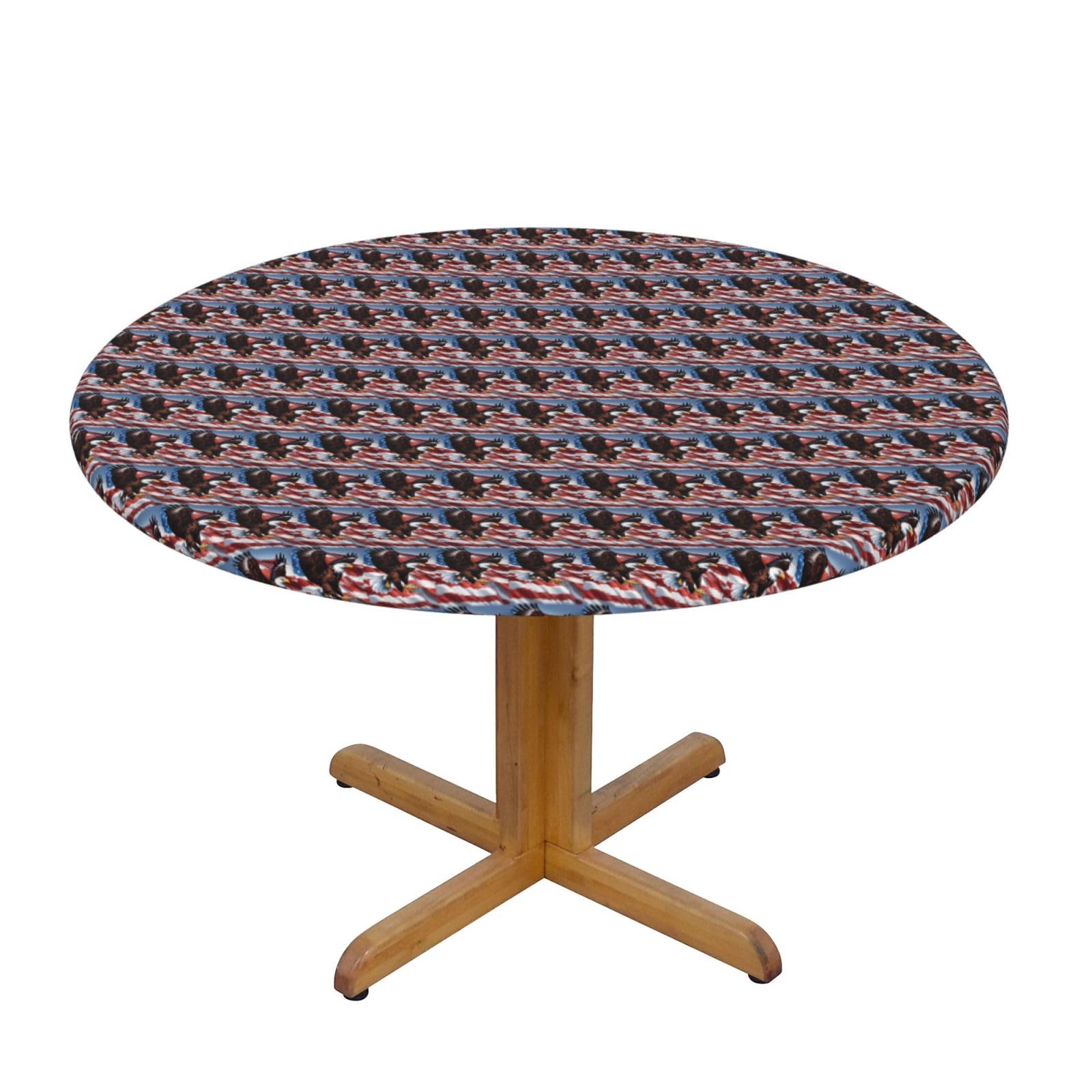 PPHGUT Eagle with USA Flag Print Round Tablecloth Family Table Cover Kitchen Wedding Party Everyday Outdoor