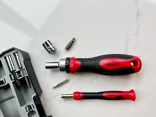 Miniatura 4 de Apollo Tools Versátil juego de herramientas métricas de 55 piezas con destornillador de trinquete, destornillador de puntas de precisión, broca de