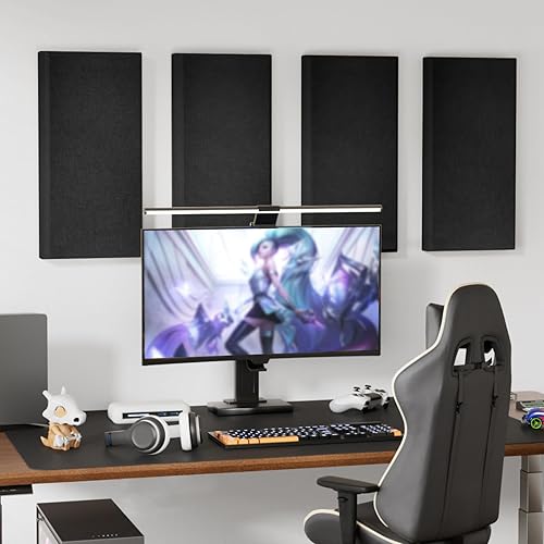 Miniatura 9 de TONOR 4 paneles acústicos grandes, 23.6 x 11.8 x 2.05 pulgadas, panel de fibra de vidrio 3D a prueba de sonido con autoadhesivo, panel de pared