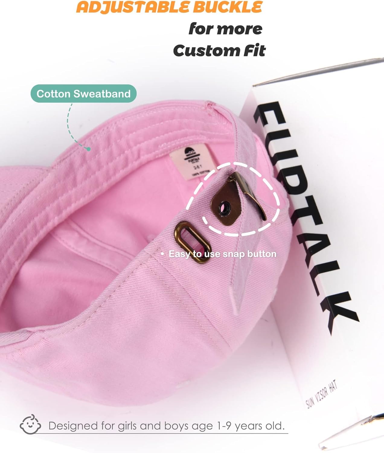 FURTALK Toddler Baseball Hat Kids Boys Girls Adjustable Washed Cotton Baseball Cap with Ponytail - Image 3