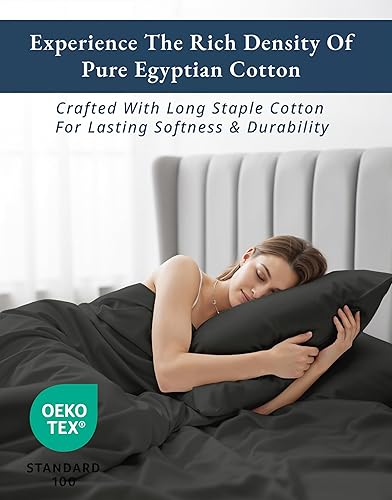 Miniatura 4 de Sábanas 100% de algodón egipcio, tejido satinado sedoso para una cálida comodidad en el invierno, sábanas King con bolsillo profundo de 15 pulgadas,