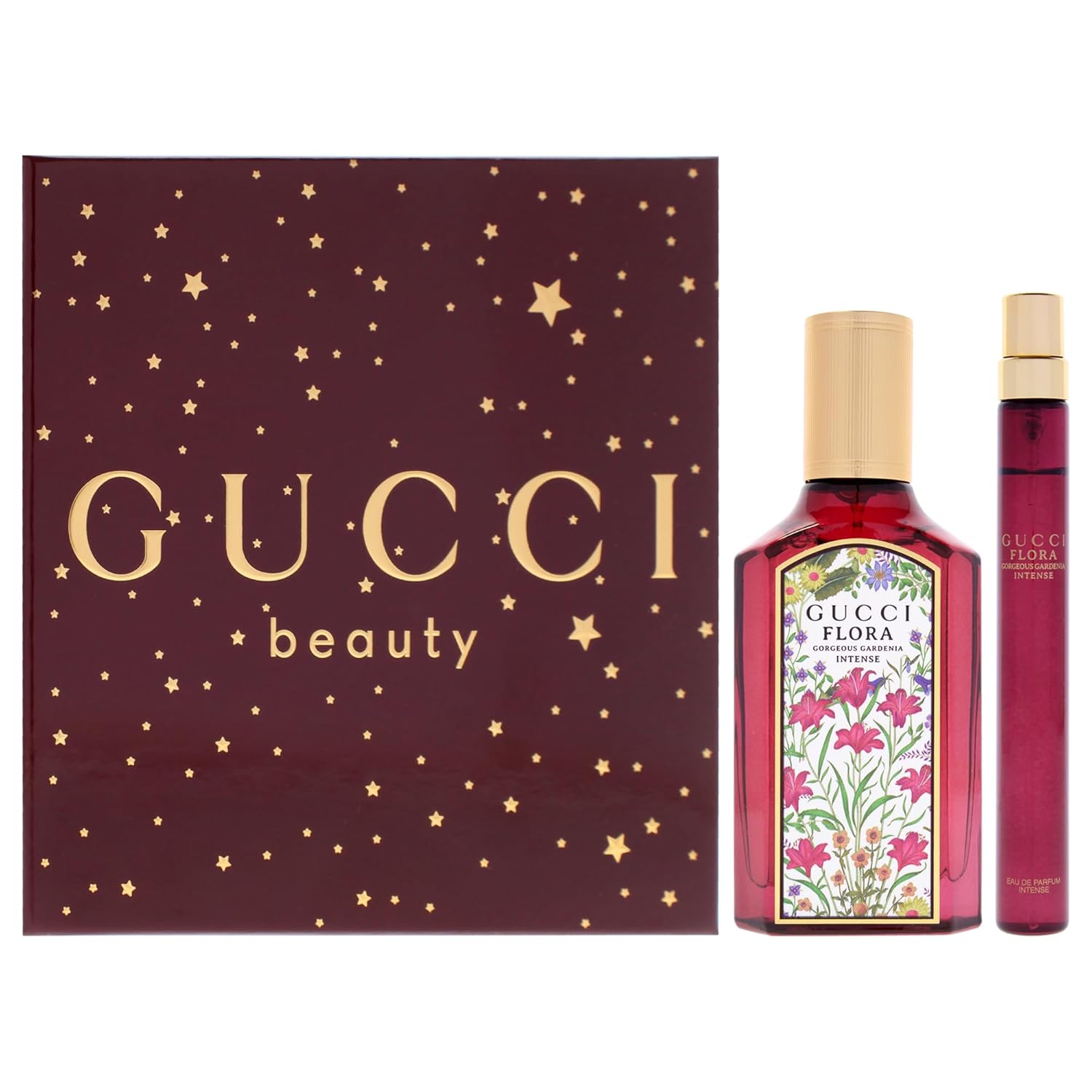 Flora Gorgeous - Gardenia Intense by Gucci for Women - 2 Pc Gift Set 1.6oz EDP Spray, 0.33oz EDP Spray (Mini)