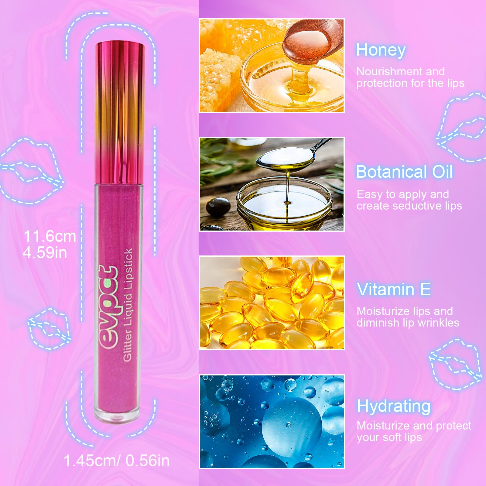 Likesing 3 Pezzi Rossetto Lunga Durata Set Lucidalabbra Rossetti Kit Labbra Opaco Rosso Rossetto Glitter Liquido Lipgloss Rossetto Volumizzante Lipstick Matte Trucco Regalo Donna per Trucchi Ragazza