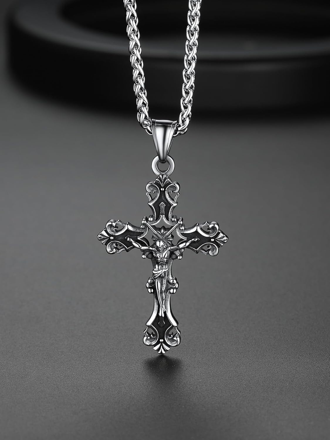 ChainsHouse Cross Necklace for Men, Black/18K Gold Plated/Stainless Steel Christian Jewelry Cross Pendant Necklace for Men, with Gift Box - Image 8