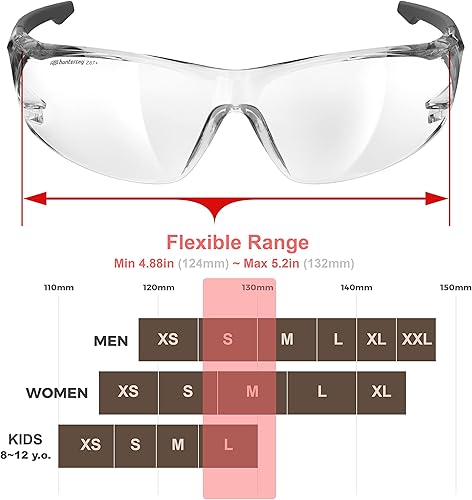 Miniatura 5 de HTS HUNTERSKY ANSI Z87.1 Gafas de seguridad antivaho envolventes transparentes, gafas de laboratorio para pickleball y química con resistencia a
