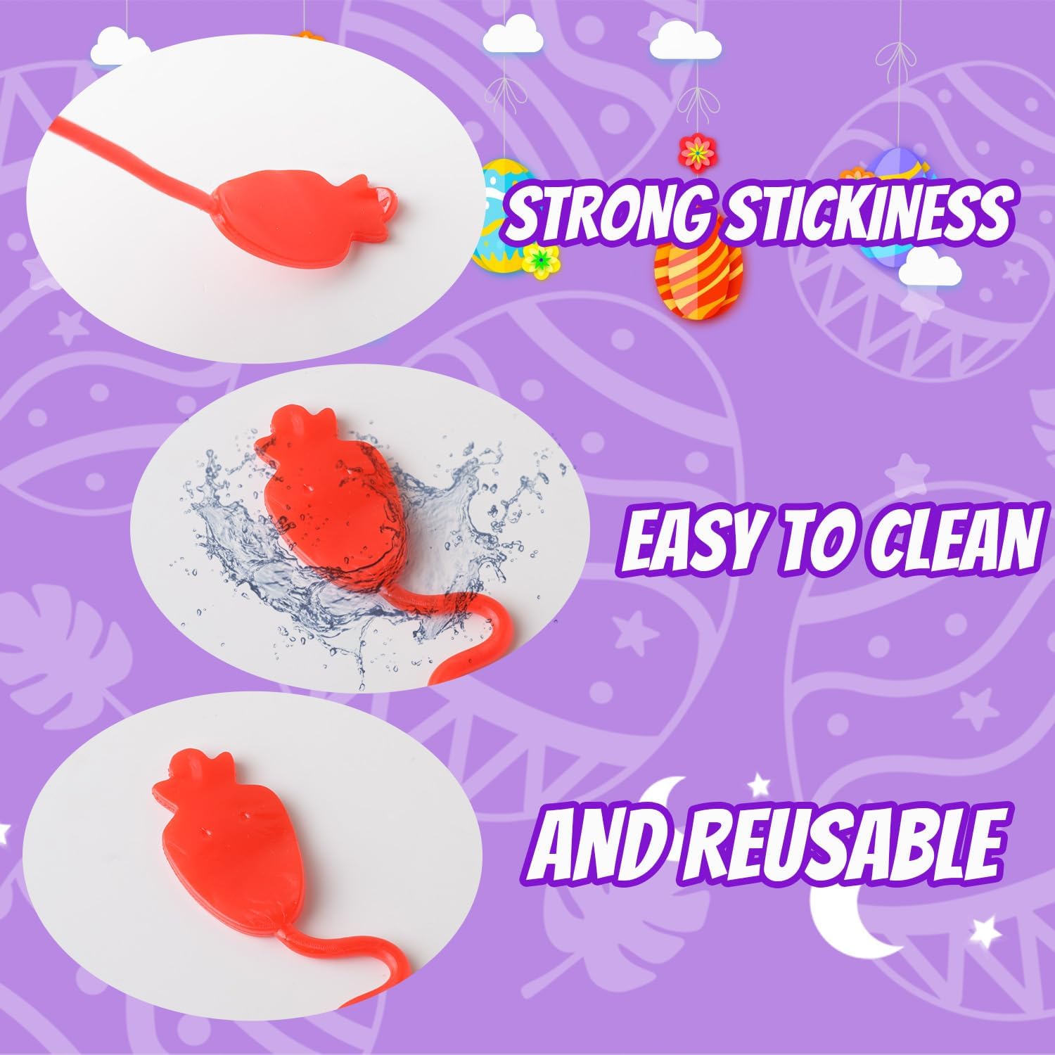 40PCS Easter Basket Stuffers Sticky Toys for Boys Girls, Stretchy Sticky Hands Toys Easter Eggs Fillers for Kids, Non Candy Goodie Bag Stuffers Pinata Fillers Classroom Prizes - Image 5