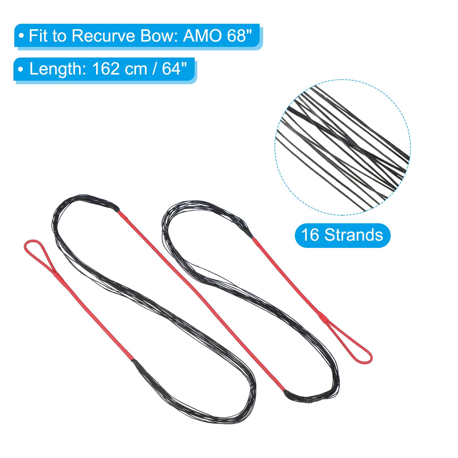 PATIKIL Bow String Replacement, 16 Strands Recurve Bowstring with Nock Point for AMO 68