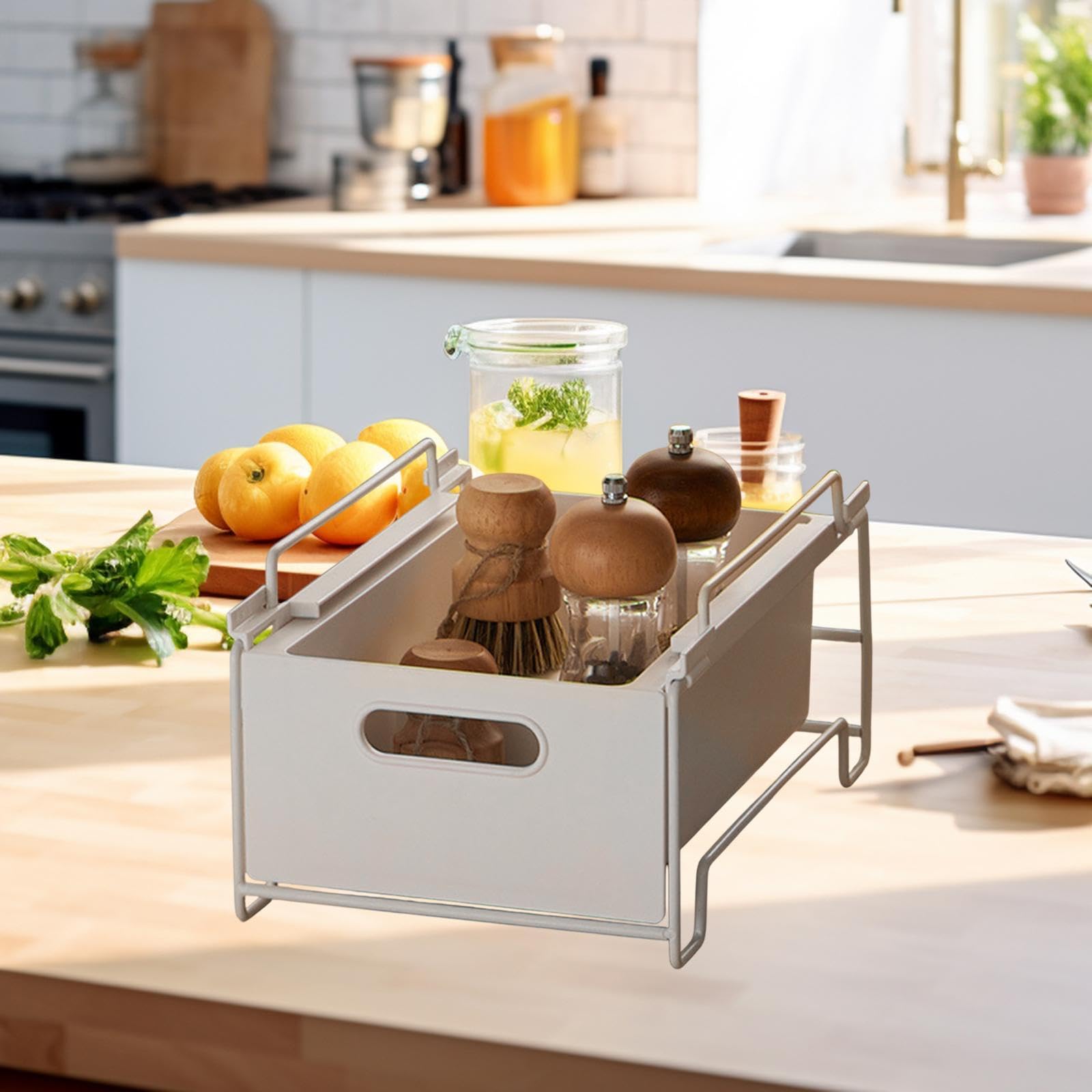 Organizador Extraíble para debajo Del Lavabo, Organizador de Armario Multiusos con Cajón Deslizante, Estante de Almacenamiento Apilable para El Baño, tal como se describe, 35cmx25cmx16cm