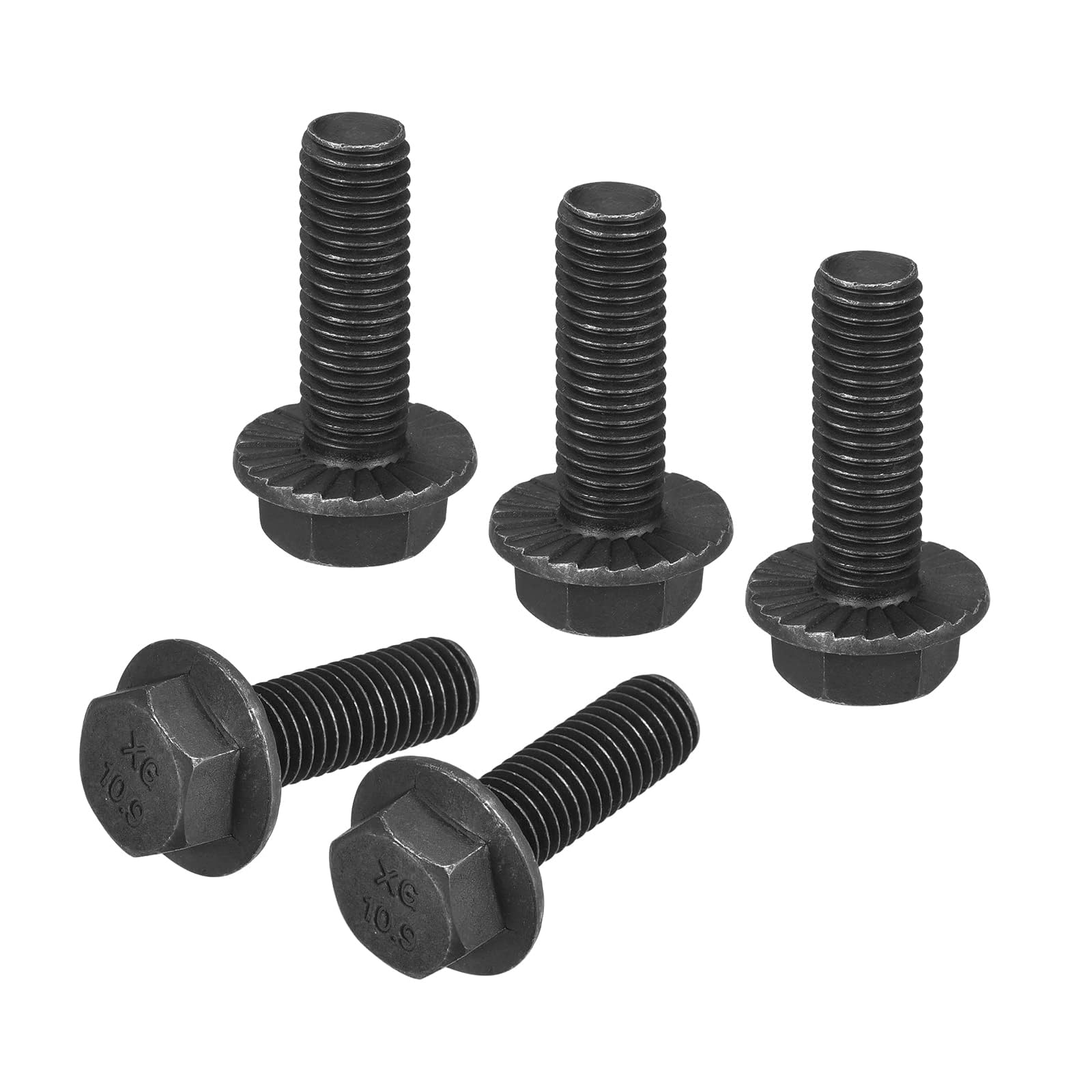 TA-VIGOR M10-1.5 x 30mm Hex Head Serrated Flange Bolts, 10.9 Grade Carbon Steel Flanged Hex Bolts, Heavy Duty Screws for Construction and Machinery, 5Pcs