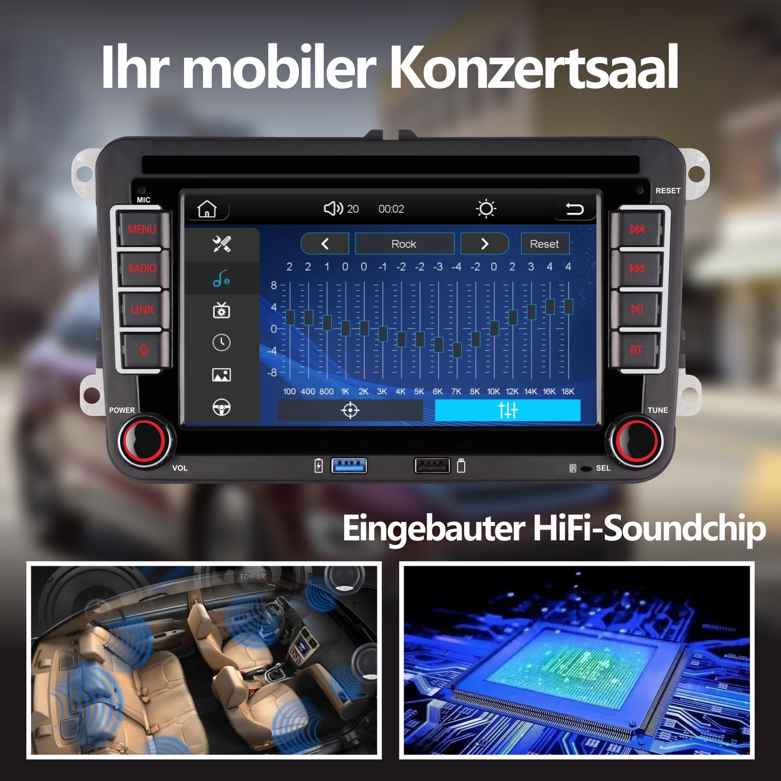 [2026 Aktualisiert] Double din Autoradio Kompatibel mit kabelloses CarPlay Android Auto mit Bluetooth/FM/AM Radio/USB/hohe Leistung für VW Golf 5 6 Passat Jetta Caddy EOS Tiguan Touran CC Polo