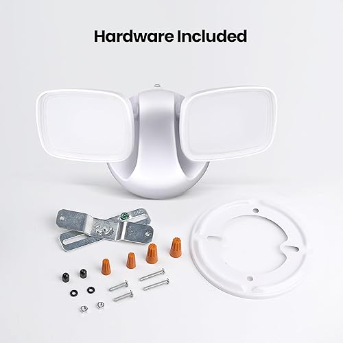 Miniatura 8 de Feit Electric Luz LED de seguridad para exteriores, luz de inundación LED impermeable de 28 W, 2 cabezales, montaje en pared, funciona con