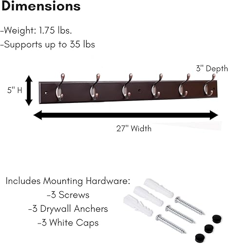 Miniatura 4 de Perchero con ganchos ovalados BirdRock, Marrón (ORB HooksBrown)