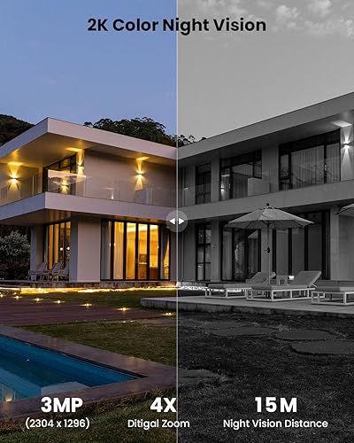 Miniatura 2 de Cámara de seguridad ieGeek con reflector, cámara de seguridad para exteriores del hogar, cámara de luz con cable de 2K al aire libre con sensor de