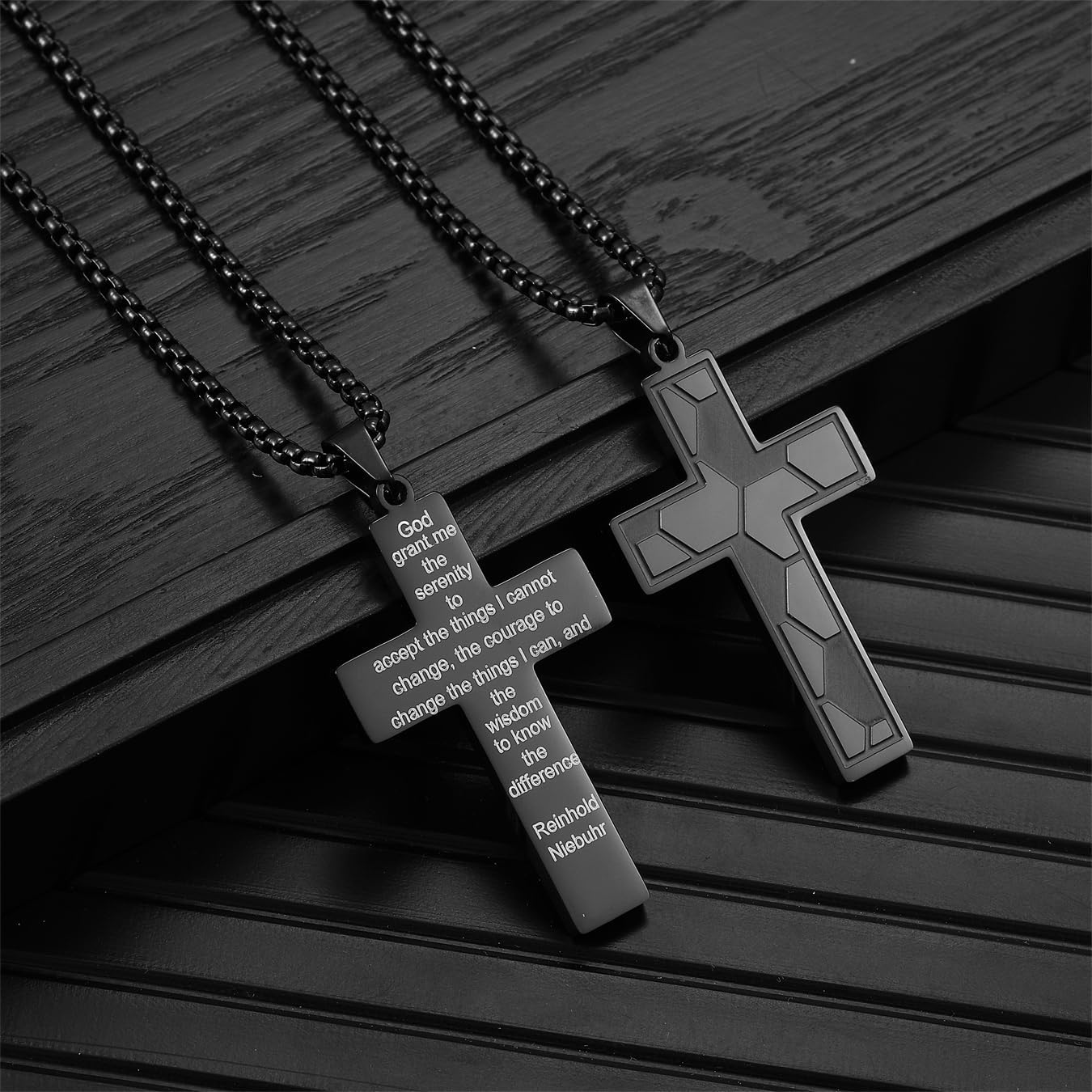 RWQIAN Soccer Cross Necklace for Men Bible Verse, Religious Faith Christian Scriptures Pendant Cross Chain, Baptism 1st First Communion Graduation Gifts for Boys Father's Day Jewelry for Him - Image 3