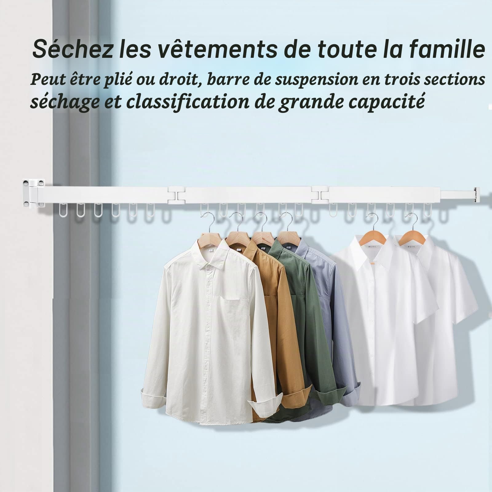 Séchoir À Linge Pliant Blanc Etendoir Linge Exterieur Pliable, 3 Étages Sechoir A Linge Mural Intérieur, Aluminium Séchoirs À Linge pour Balcon Buanderie Salle, Portant A Vetement