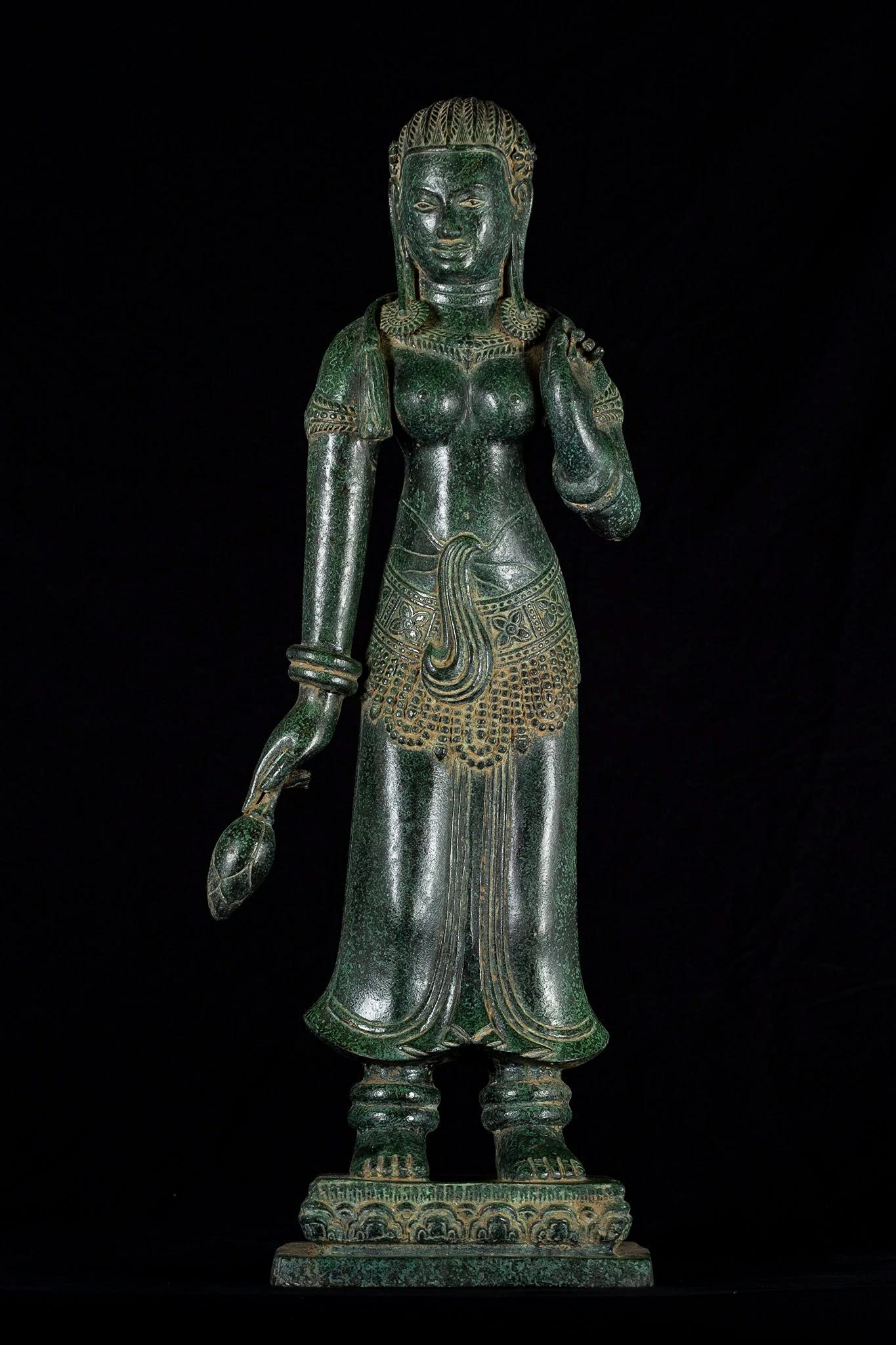 Antique Khmer Style Bronze Banteay Srei Style Standing Apsara or Angel - 69cm/28"