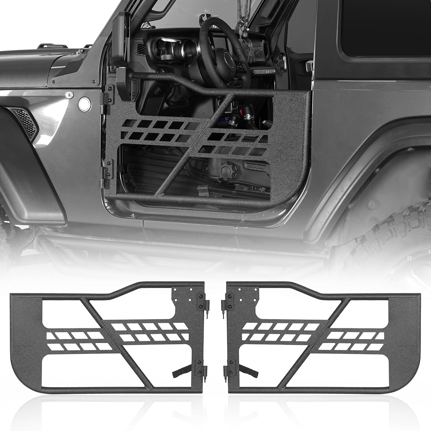 Hooke Road Wrangler JL JT 2 Doors Half Doors Offroad Tubular Trail Doors for 2018 2019 2020 2021 2022 2023 2024 2025 2026 Jeep Wrangler JL & Gladiator JT 2-Door, 2PCS