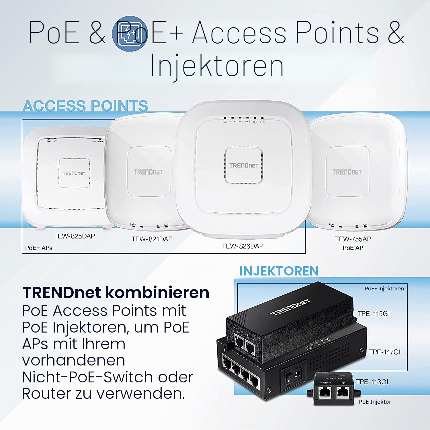 TRENDnet, TPE-147GI, 65W 4-Port Gigabit PoE + Injektor, 4 x Gigabit Ports (Dateneingang), 4 x Gigabit PoE Ports (Daten + PoE Ausgang), Multi-Port PoE + Injektor bis 100 m (328 ft)