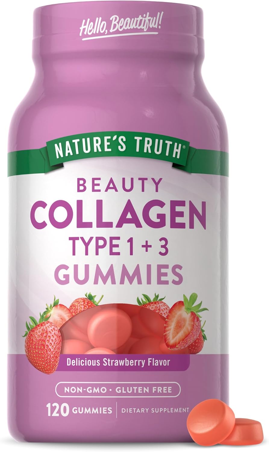 Nature's Truth Collagen Peptide Gummies for Women | 120 Count | Type 1 and 3 | Strawberry Flavor | Non-GMO & Gluten Free Supplement
