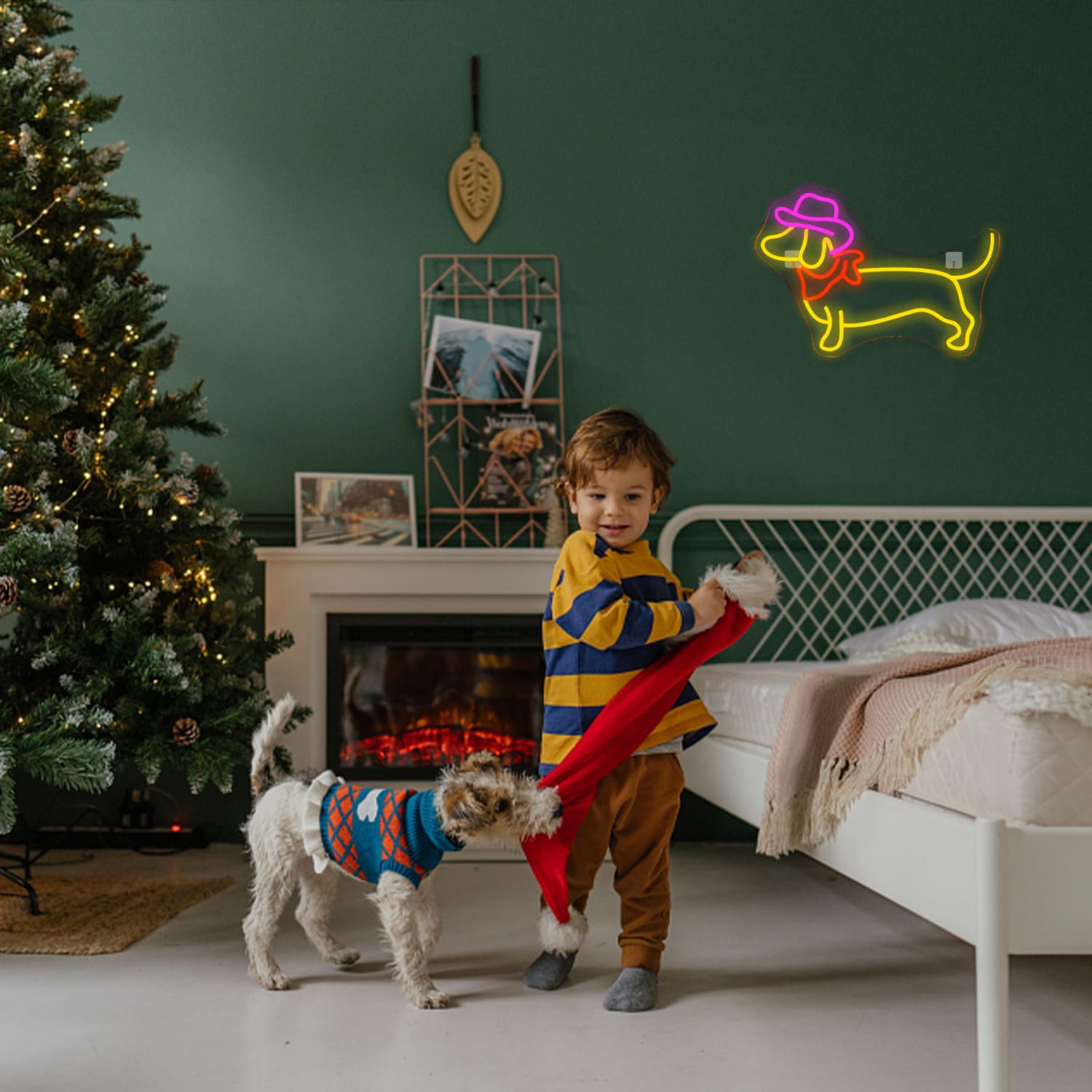 NOXET Cowdog Segno al neon Cane Segni al neon Dimmable per la decorazione della parete Segno al neon Segno LED con telecomando Luci a LED per la camera da letto Bar Partito Neon Segno del cane