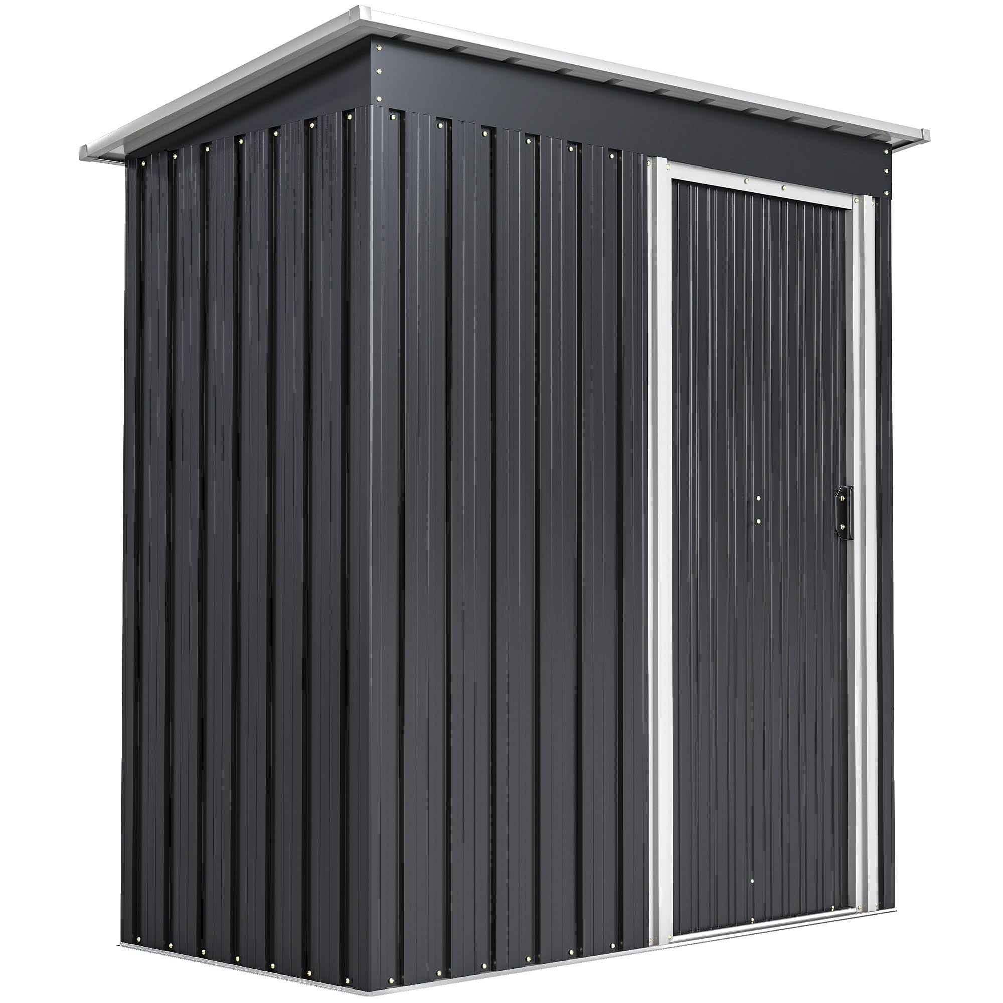 Outsunny Caseta de Jardín Exterior, 1,16 m², 163x89x182 cm, Cobertizo de Jardín Exterior Metálico con Puerta Corredera y Techo Inclinado, para Almacenamiento de Herramientas, Negro