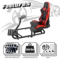 Vista 3 de Dardoo G920 Racing Simulator Cockpit with Seat Racing Wheel Stand with Shifter Lever Fits for Logitech G25 G27 G29 G920&G923 Thrustmaster T300RS TX