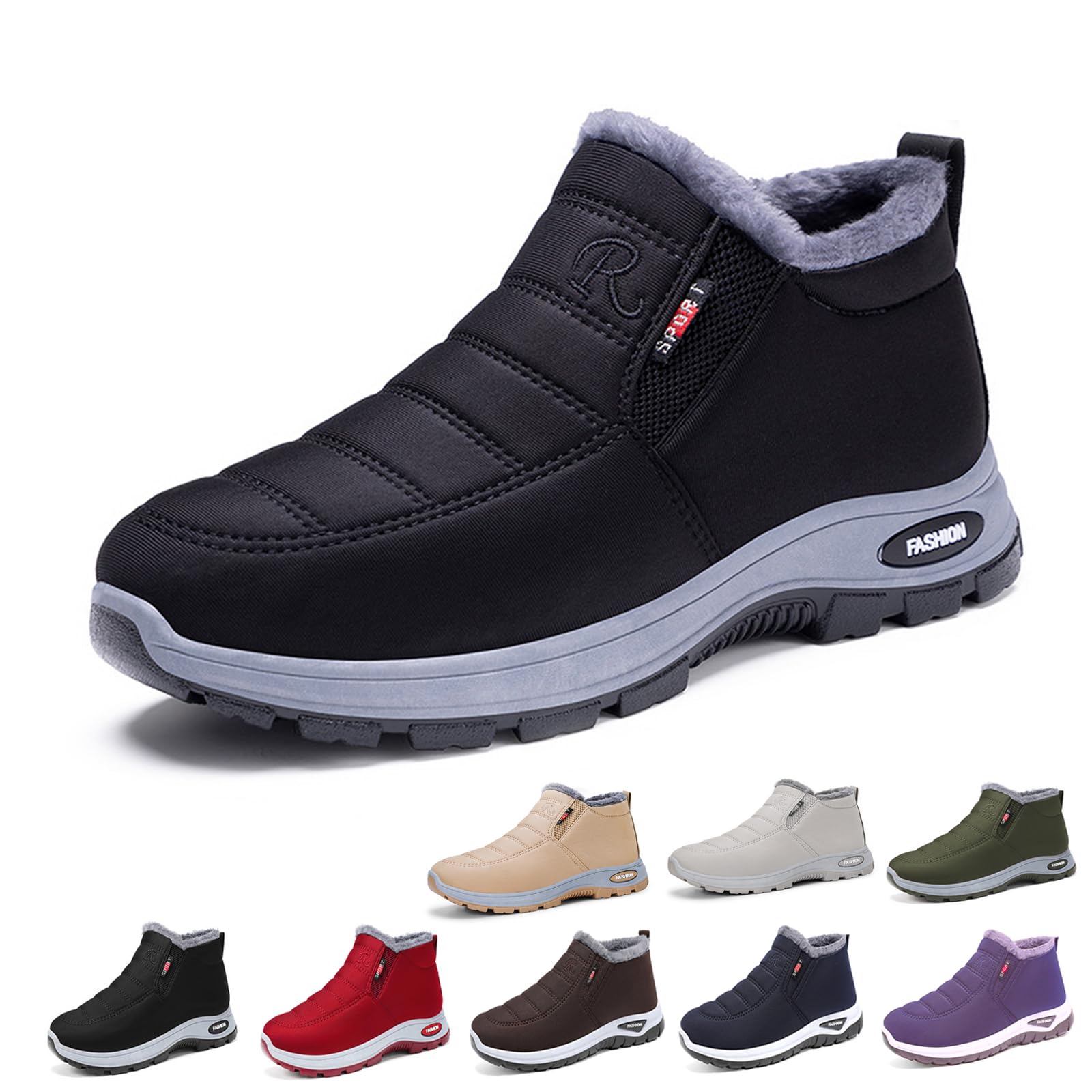 Warm Boots For Women Men Ankle Slip On Warm Lined Comfortable Waterproof Orthopedic Walking Fur Soft Winter Fur
