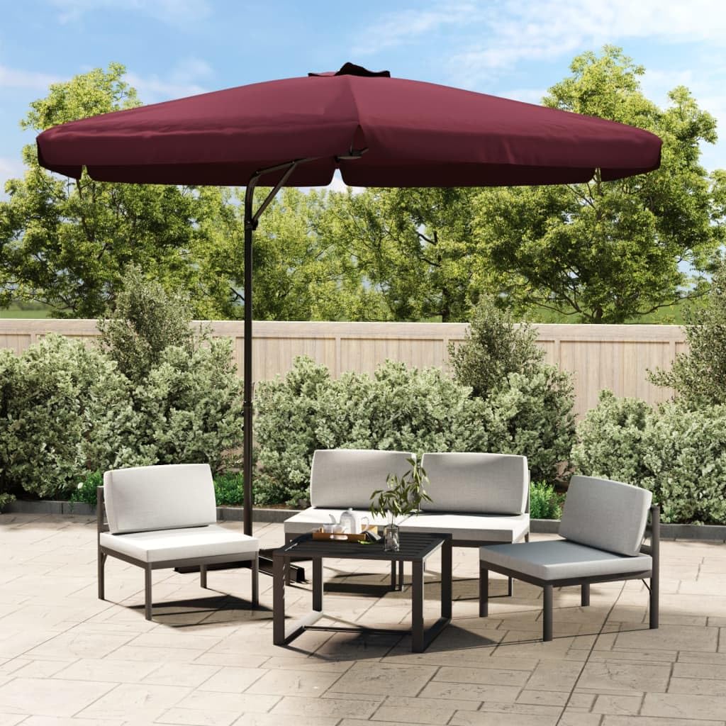 Parasol résistant au vent 300 cm rouge bordeaux pour ombrager l'extérieur