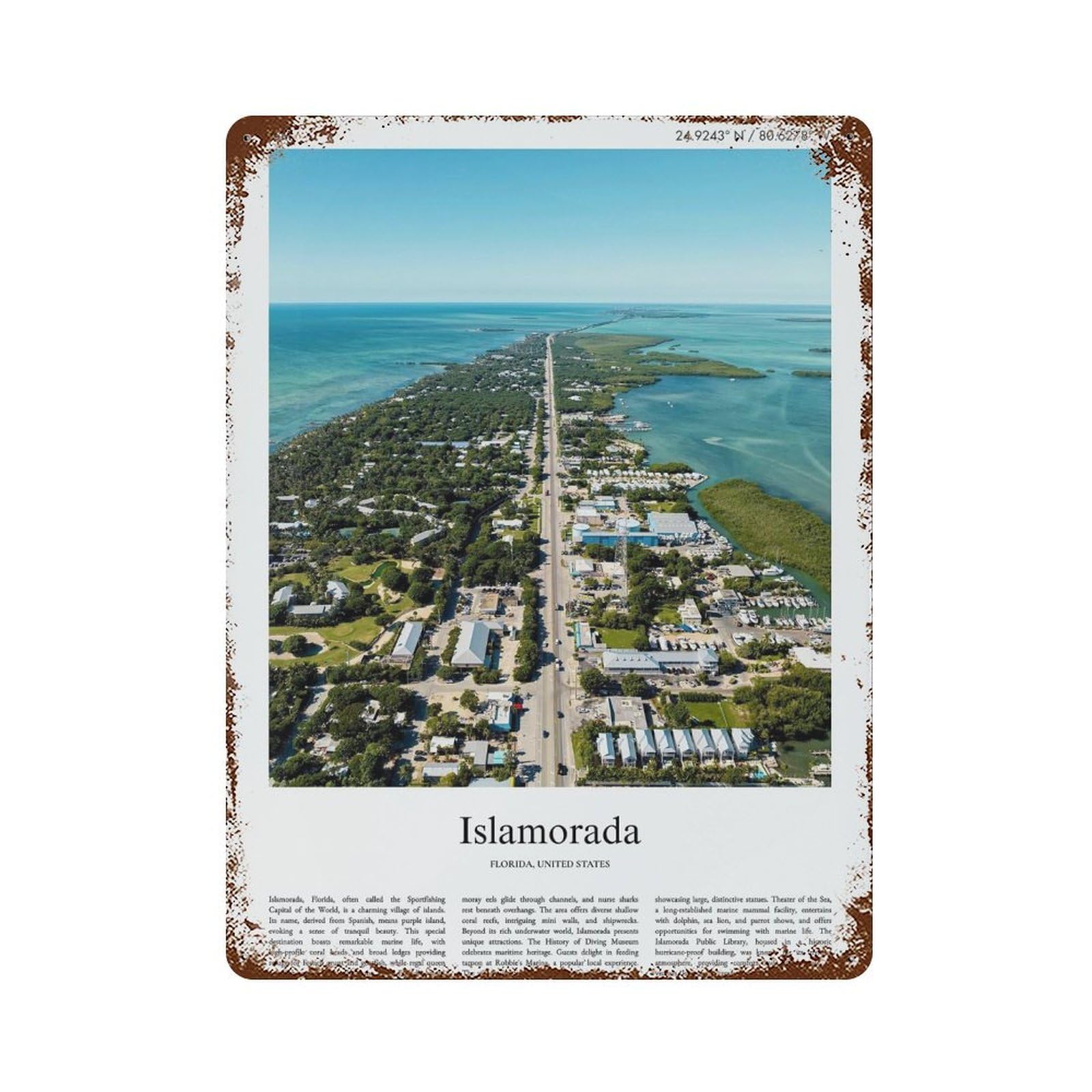 xiaoxiaoshen Islamorada Florida, United States, USA City Scenery Wall Decor Art Metal Tin Poster Modern Home Decor Art Home Bar Shop Decorations Vintage Sign 40x30cm