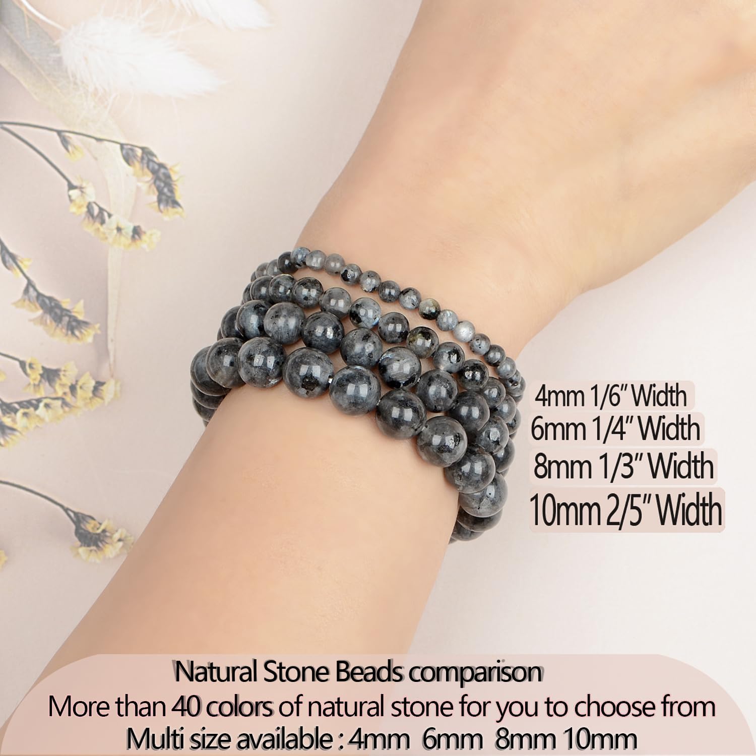 LPBeads Handmade Natural Gemstone Stretch Elastic Bracelet Healing Crystal Round Stone Beads Jewelry Gifts for Women Men image 5