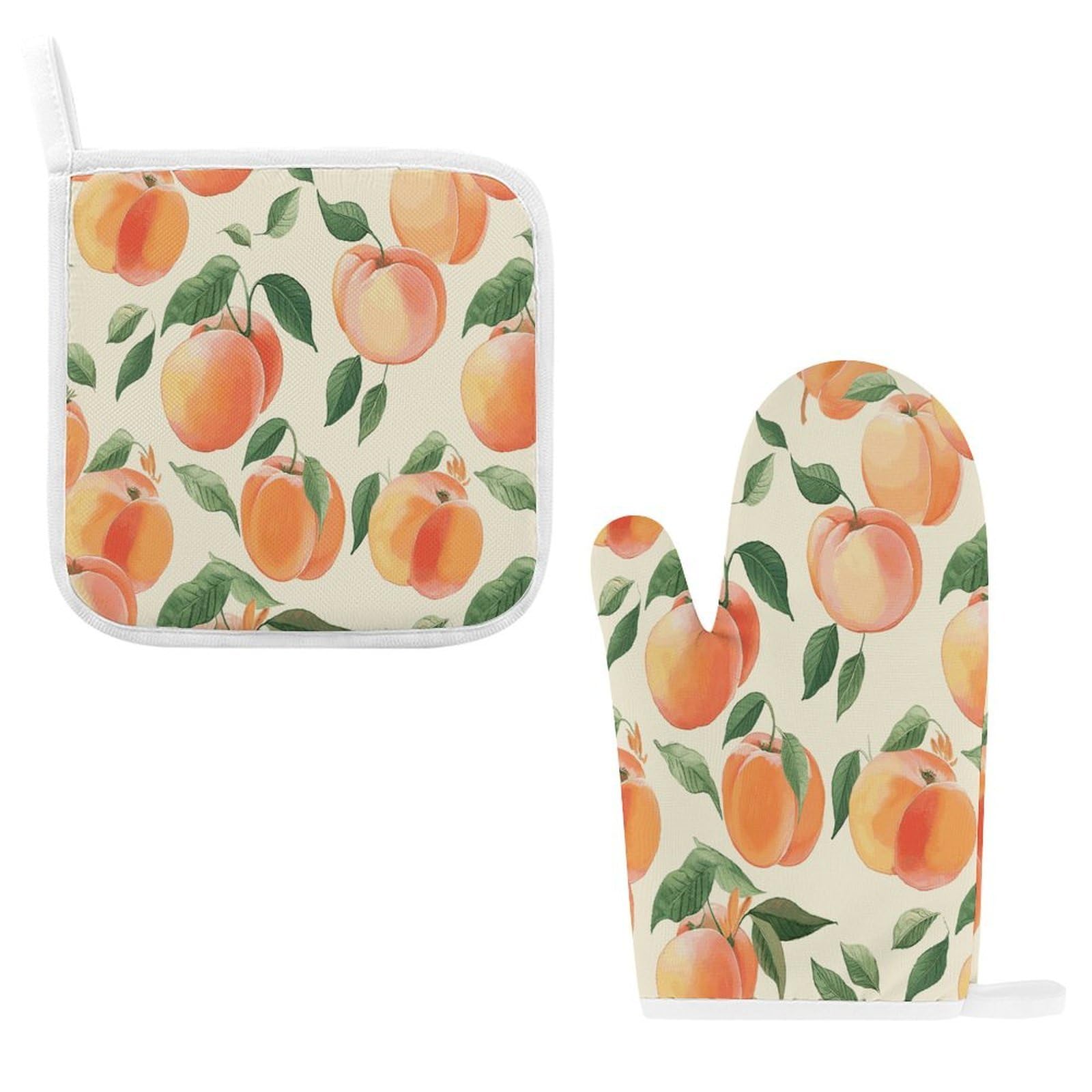 Fodpand Style Peach Oven Mitts And Pot Holders Sets