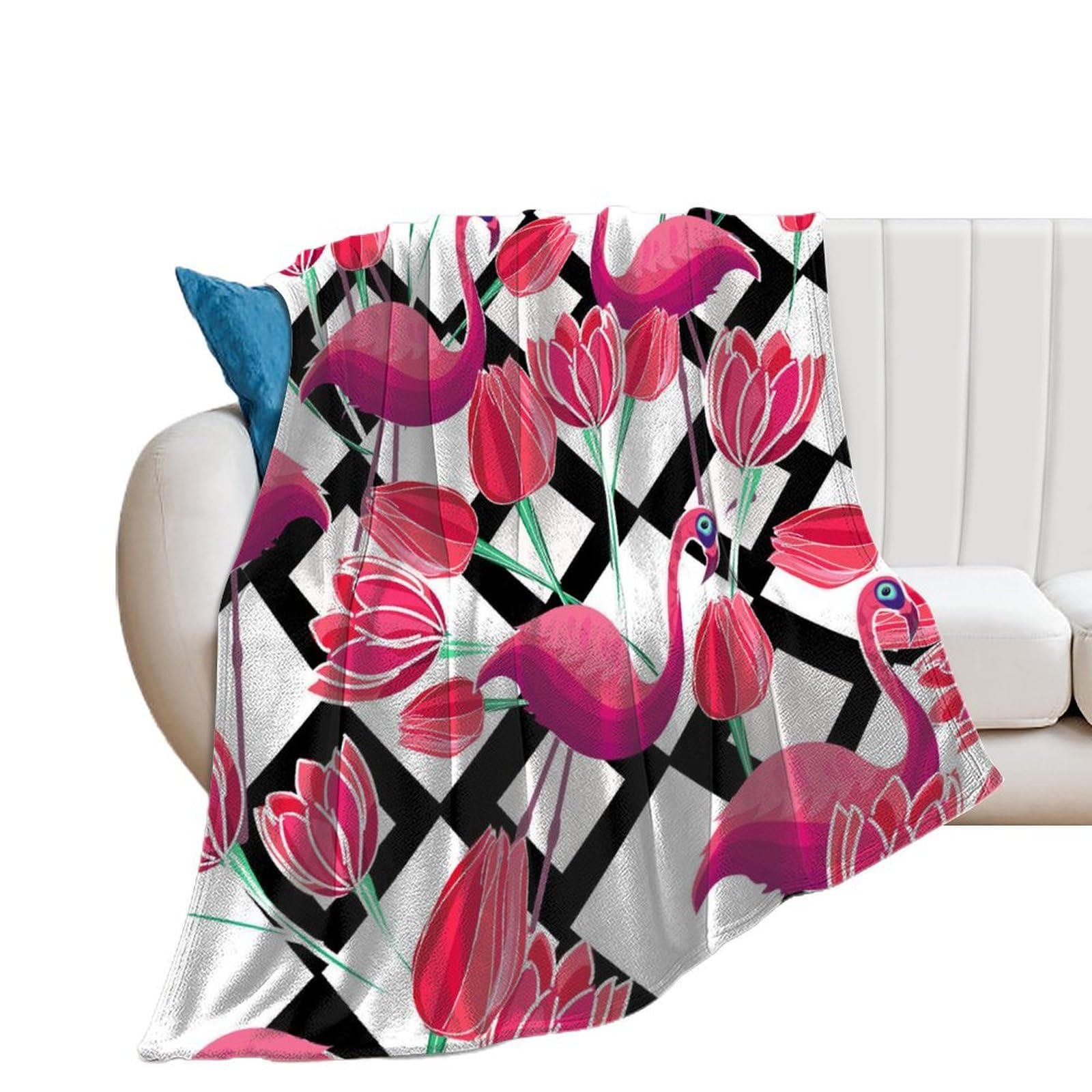 Couverture polaire flamant rose en flanelle douce jeté de canapé 100x130cm