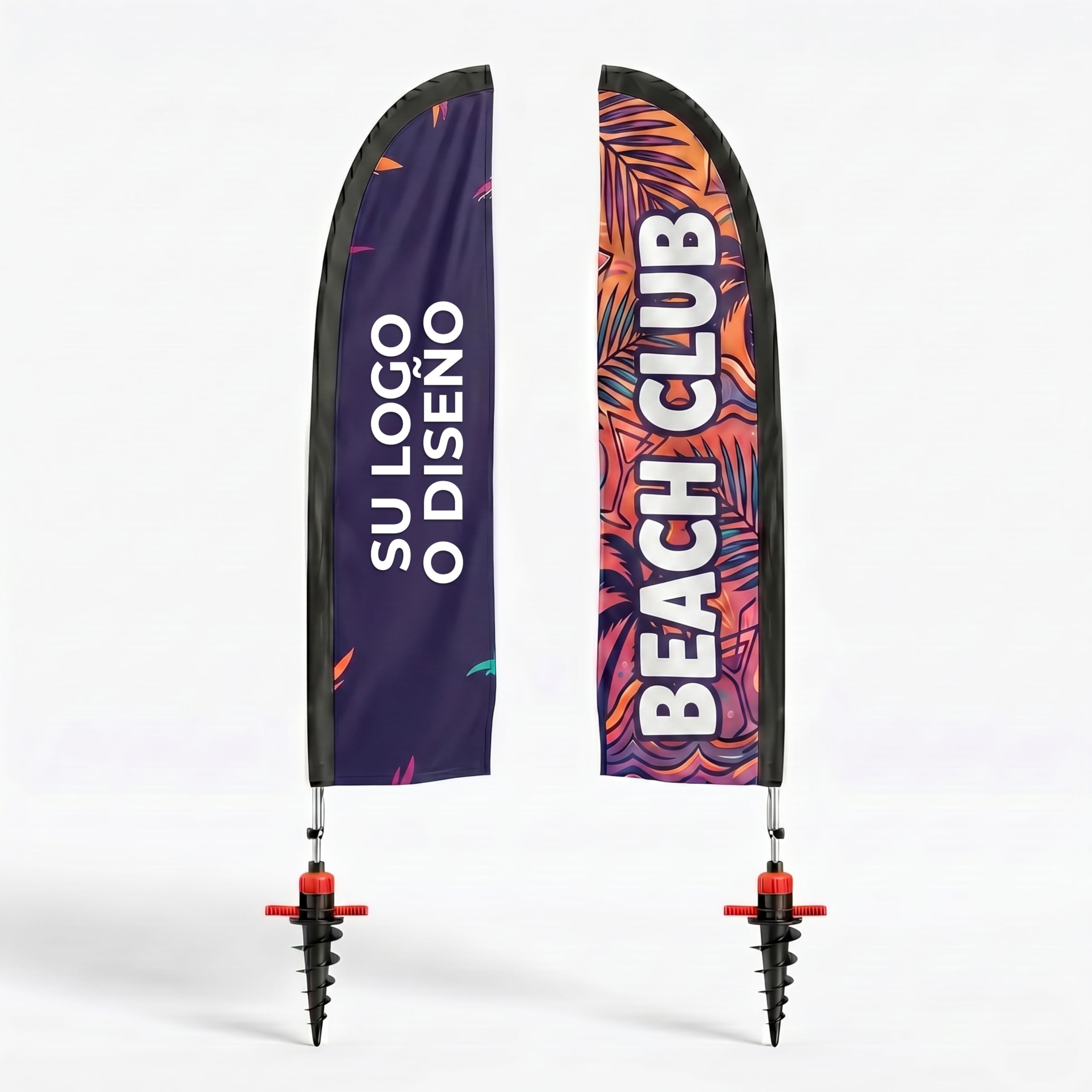 Cimpress Bandera vela personalizada 3,2 m, añade tu logo o texto, bandera publicitaria de doble cara beach flag con mástil para publicidad exterior, eventos, hostelería e inmobiliaria
