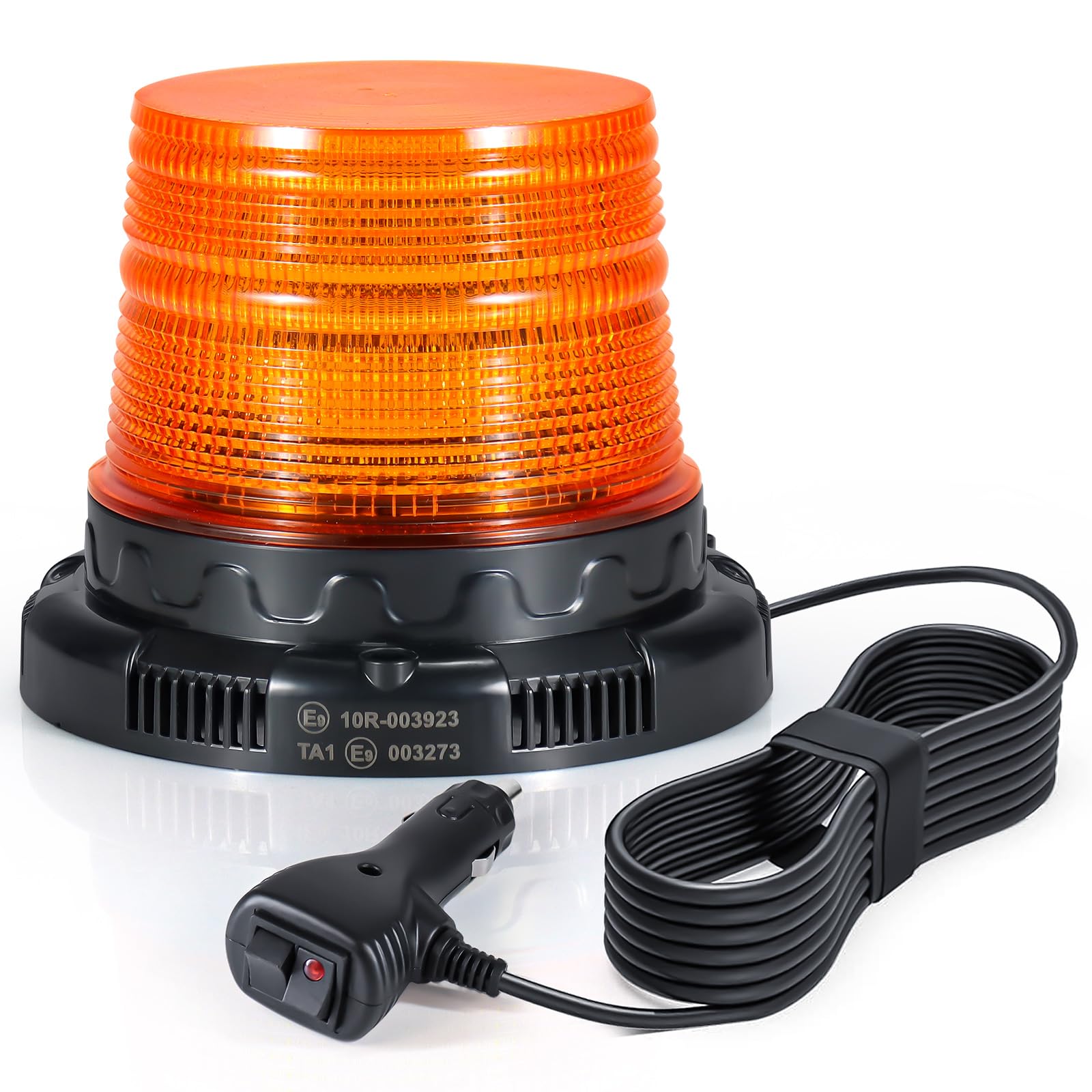 AnTom Gyrophare LED 12V 24V Jaune avec Fonction d'Alerte Vocale, Lumière d'Avertissement, Câble de 3 Mètres et Double Interrupteur pour Camion, Tracteur, SUV, Voiture de Golf, Véhicules d'Urgence