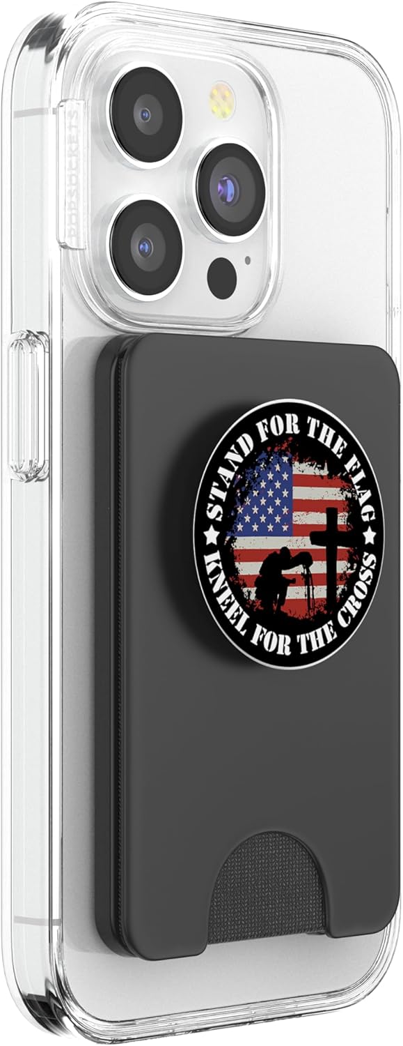 Patriotic US Flag Stand for The Flag Kneel for The Cross USA PopSockets PopWallet for MagSafe