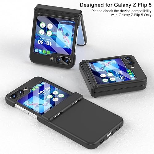Miniatura 2 de Funda para Samsung Flip 5, Galaxy Z Flip 5 con protección de bisagra cubierta de cuerpo completo para Samsung Galaxy Z Flip 5 5G (negro)
