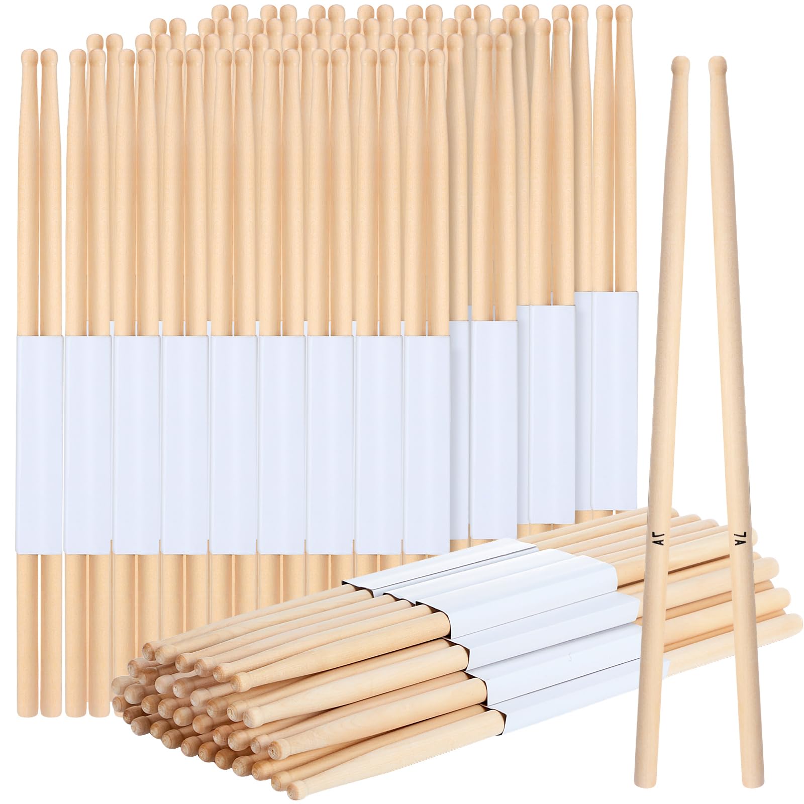 24 Pairs 7A Drum Sticks Triangular Wood Tip Long Maple Drumsticks Classic Drumsticks Musical Instrument Percussion Accessories for Adults Kids