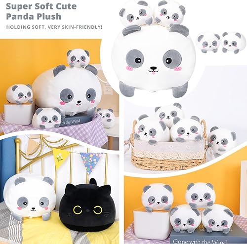 Miniatura 8 de Peluche de panda de mamá con 4 pandas de bebé, súper suave, almohada kawaii para abrazar, regalo para ropa de cama de niños