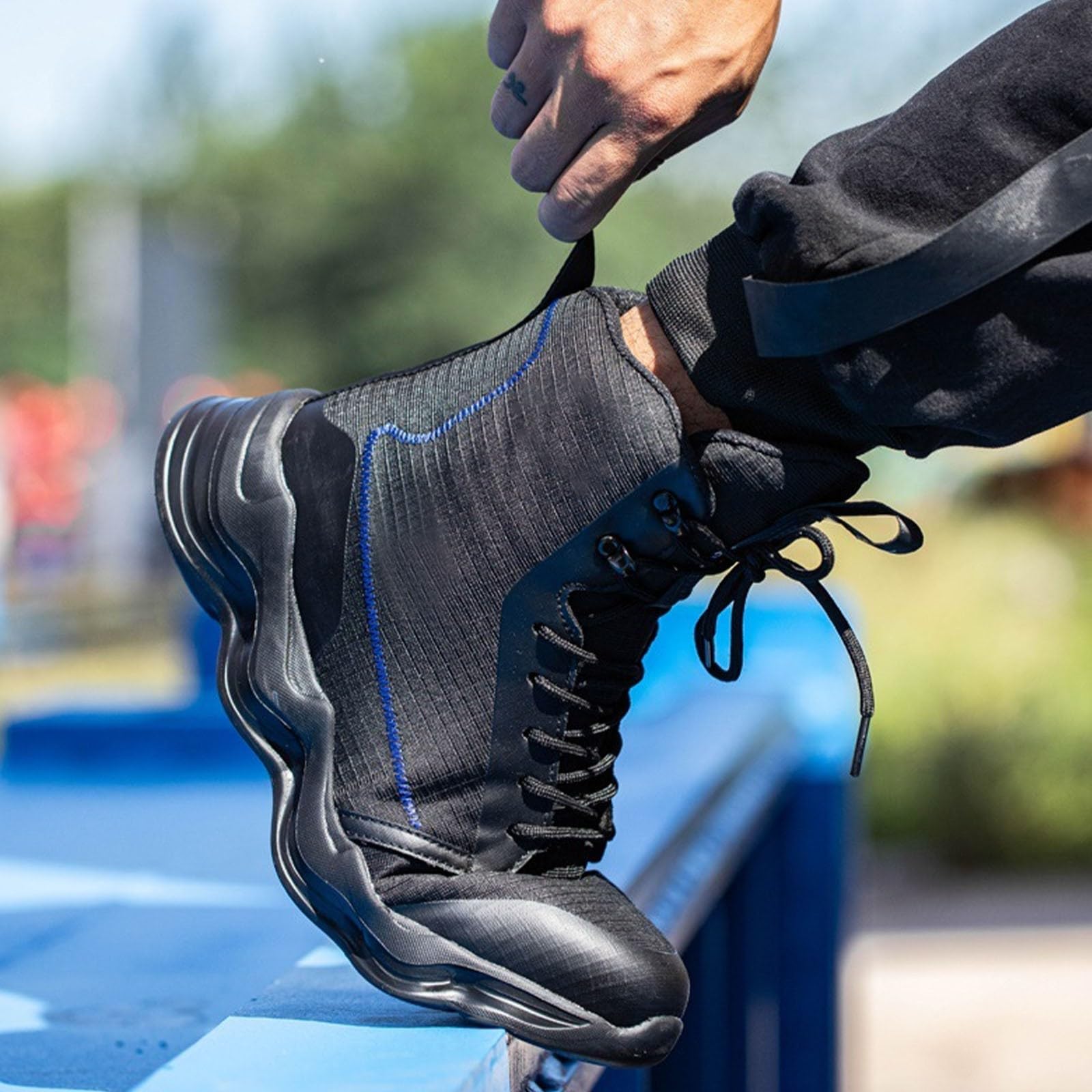 Stivali invernali da uomo alti antiscivolo scarpe da trekking stringate