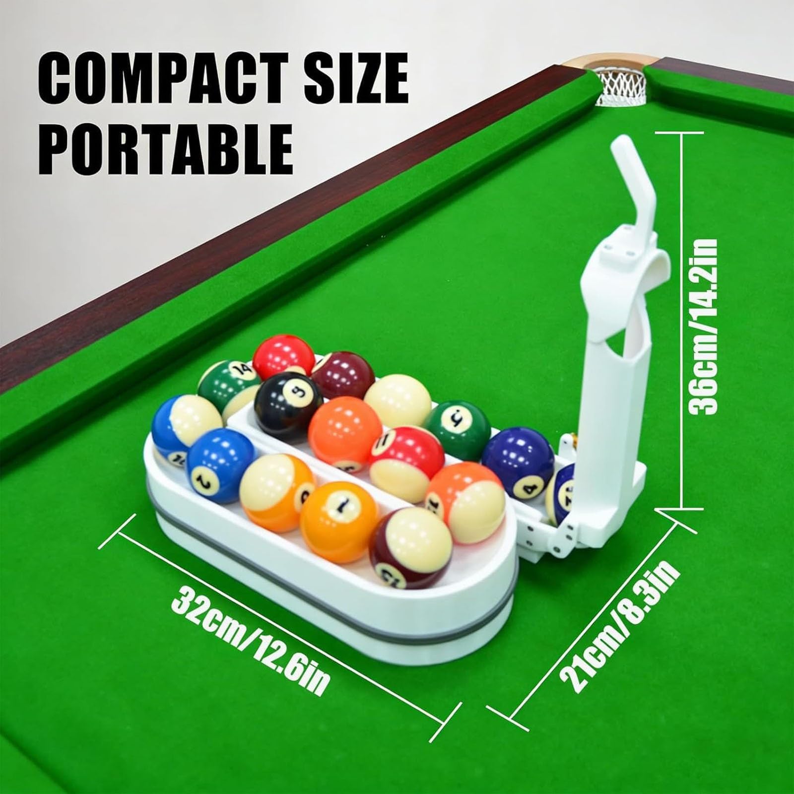 Rastrelliera per allenamento biliardo, portatile, di precisione, con base antiscivolo, lanciatore a pressione per biliardo e pratica con nove palline, attrezzatura per allenatori di abilità