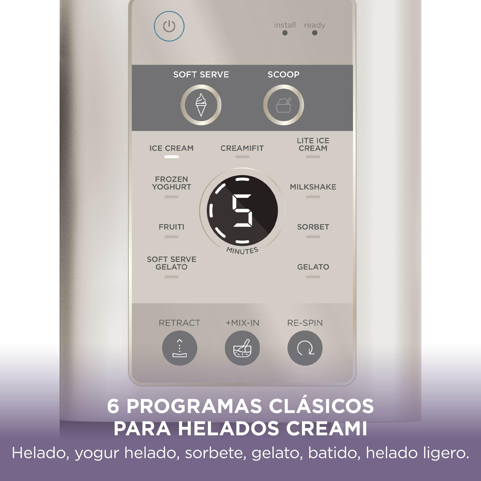 Ninja CREAMi Scoop & Swirl La heladera con 2 tarrinas y 13 funciones prepara helados, helados cremosos, gelatos, batidos y más, y cuenta con la opción de añadir extras, piedra/dorado, NC701EUSTGD