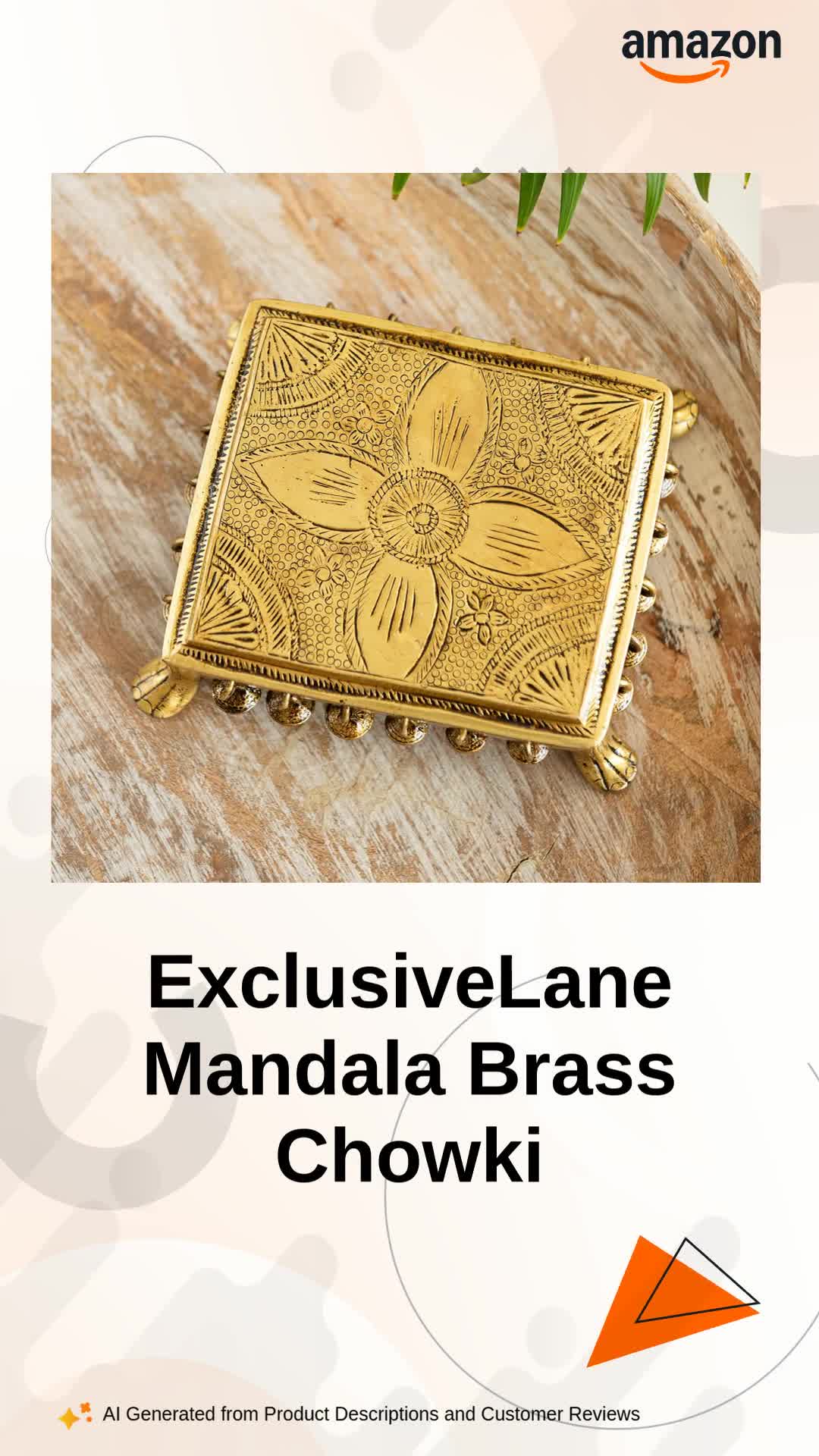 ExclusiveLane 'Mandala' Decorative Brass Chowki for Puja with