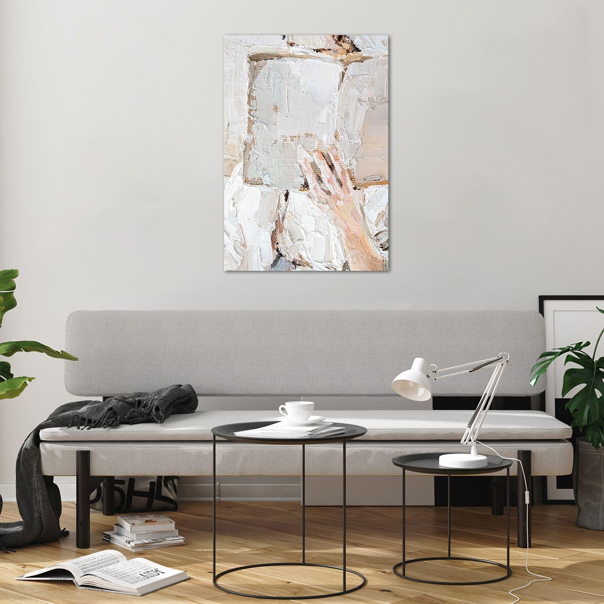 ARTTOR Glasbild 70x100 cm Wandbild Glasdruck Abstrakt Menschen - 5514 | Hallo Buch Minimalismus Vertikal Groß Modern Dekoration Wohnzimmer Schlafzimmer Küche Wanddeko Kunstdruck Art ARTTOR